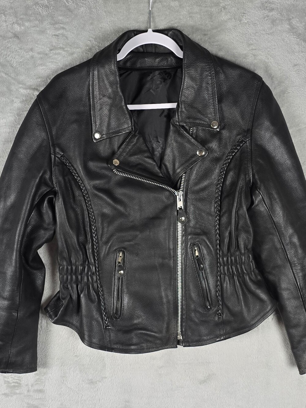 Excel Bikers Stuff Leather Motorcycle Jacket Size M